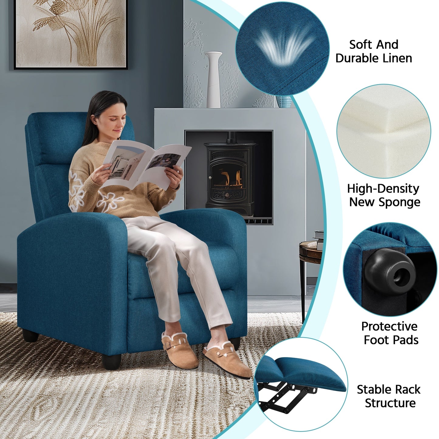 Fauteuil inclinable moderne en tissu Yaheetech