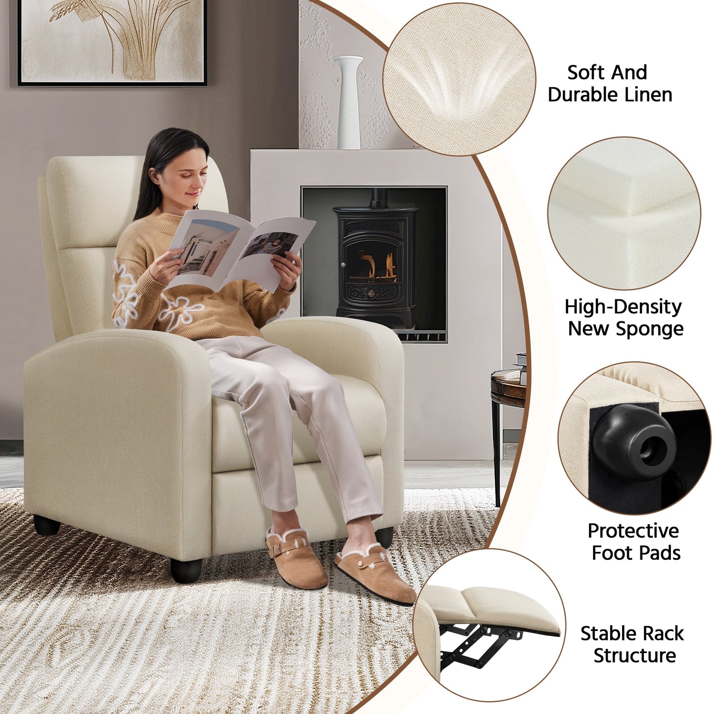 Fauteuil inclinable moderne en tissu Yaheetech