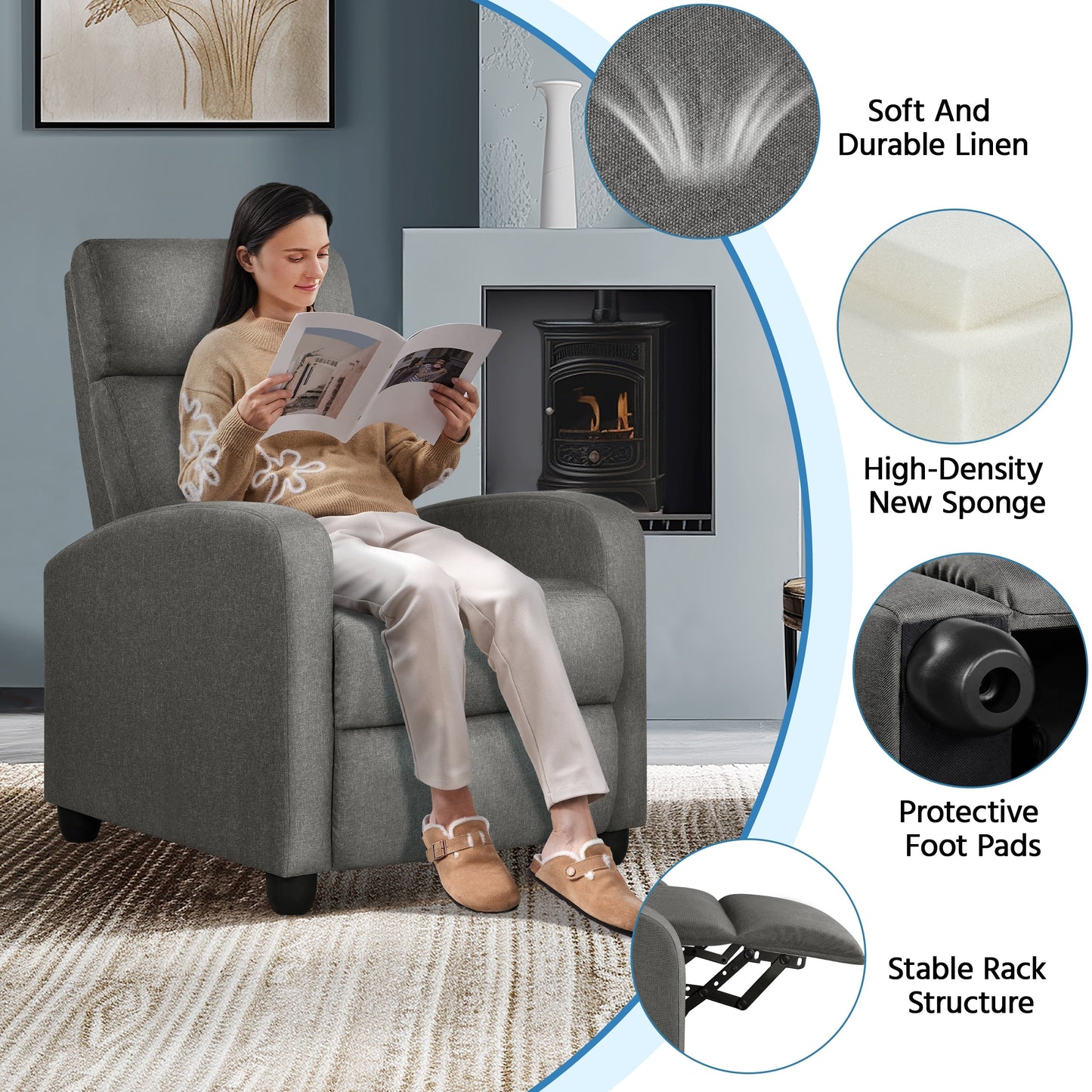 Fauteuil inclinable moderne en tissu Yaheetech