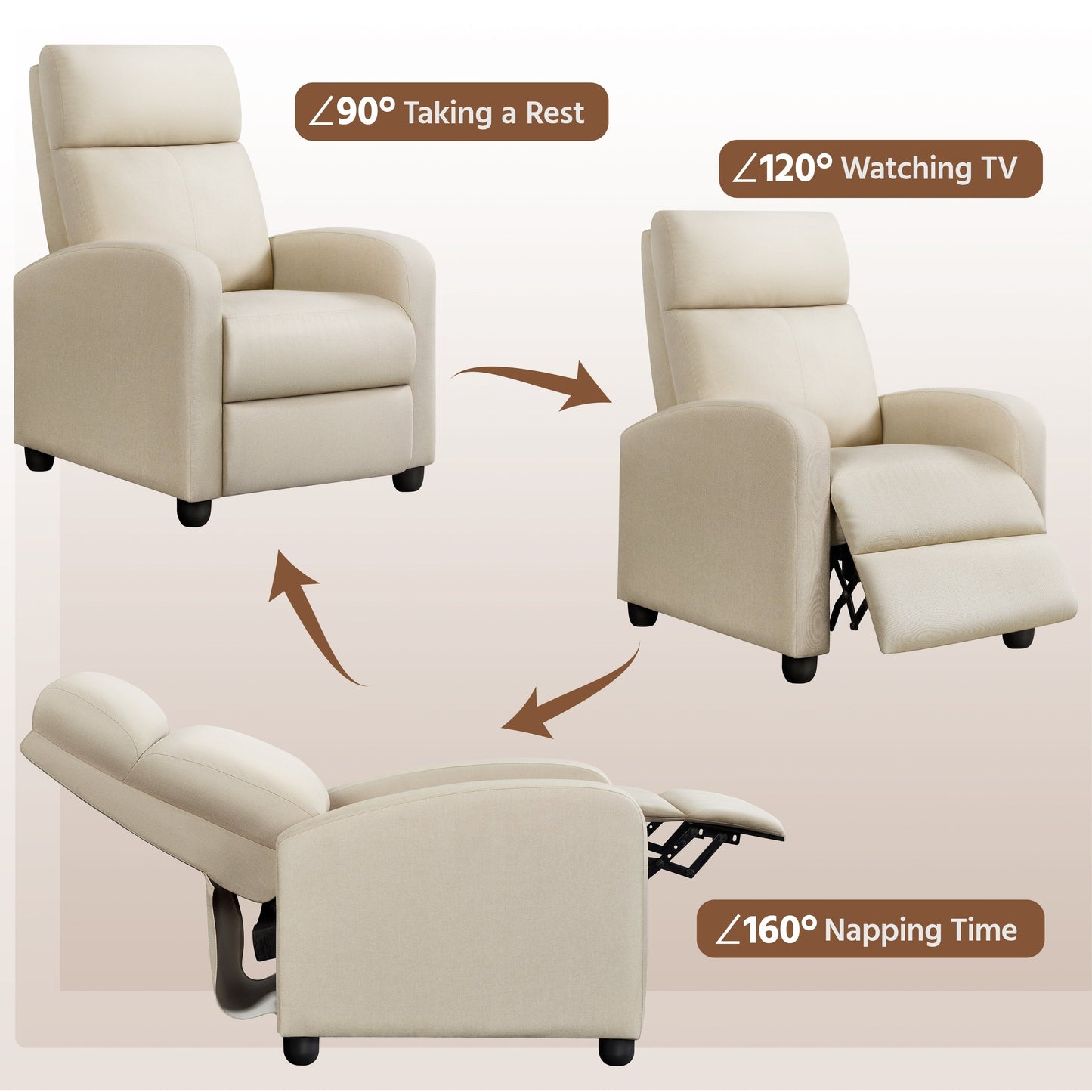 Fauteuil inclinable moderne en tissu Yaheetech