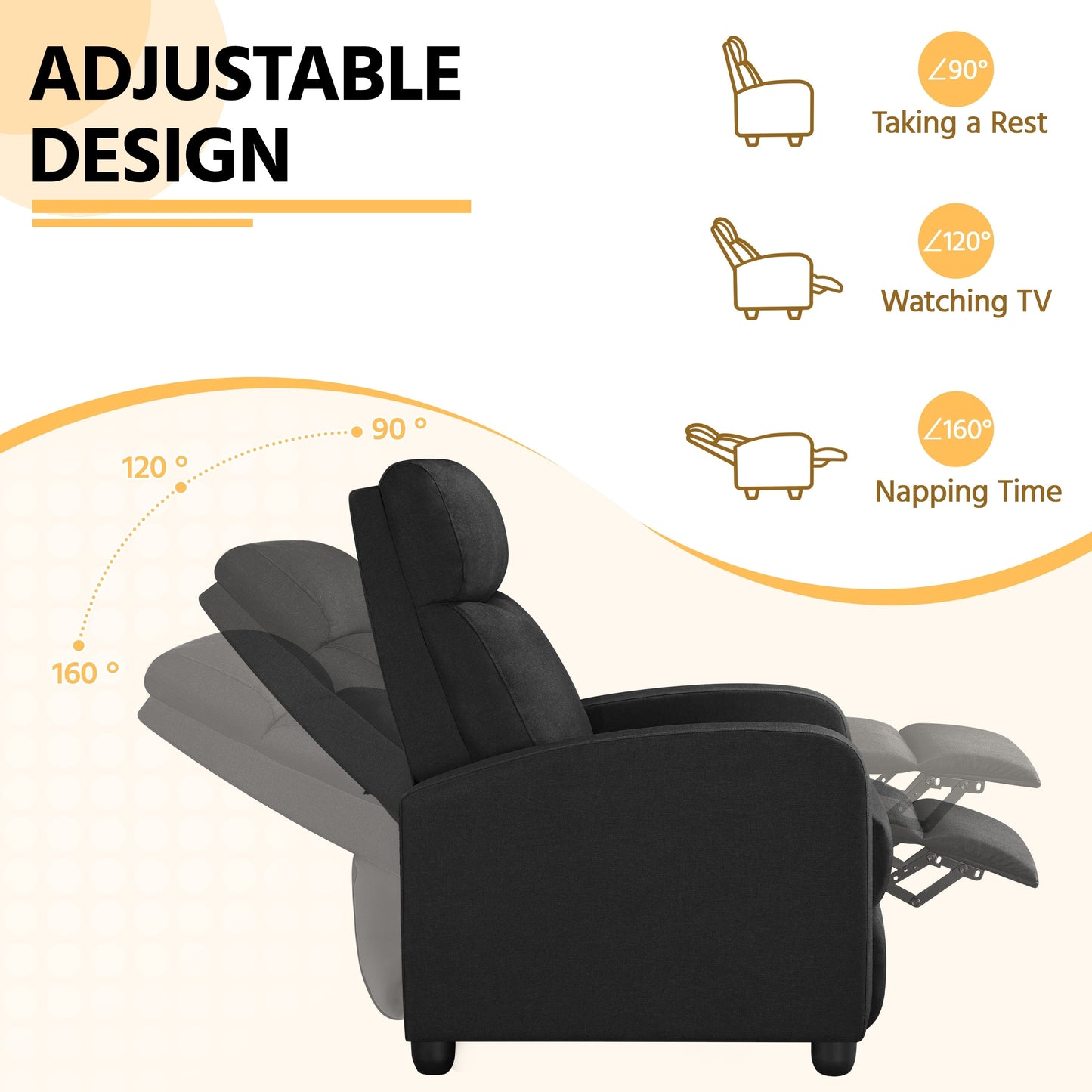 Fauteuil inclinable moderne en tissu Yaheetech