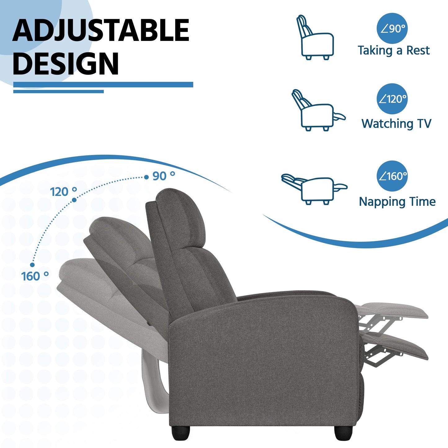 Fauteuil inclinable moderne en tissu Yaheetech