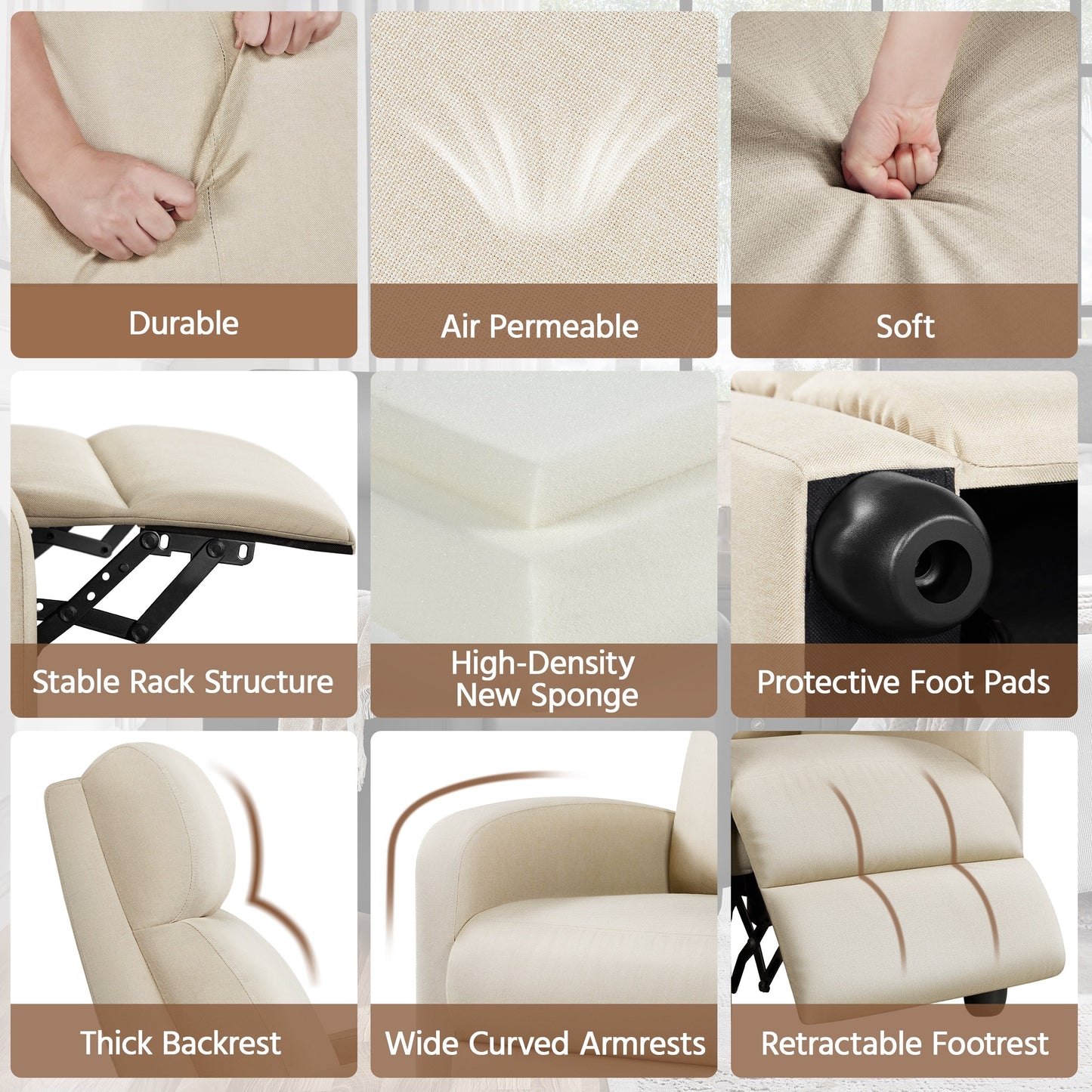 Fauteuil inclinable moderne en tissu Yaheetech