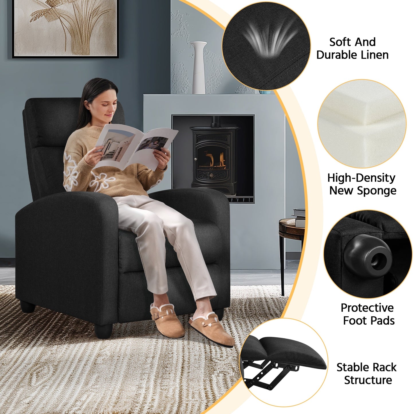 Fauteuil inclinable moderne en tissu Yaheetech