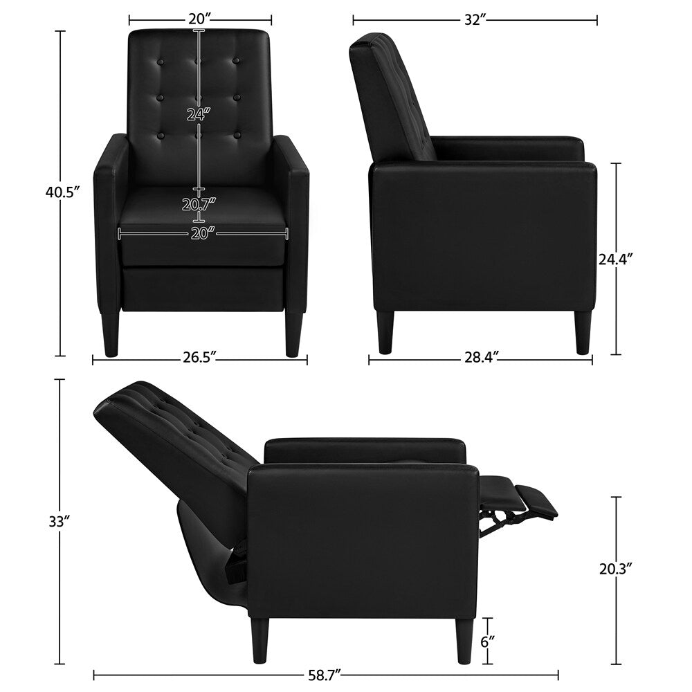 Canapé inclinable moderne en similicuir Yaheetech avec dossier réglable et repose-pieds capitonné