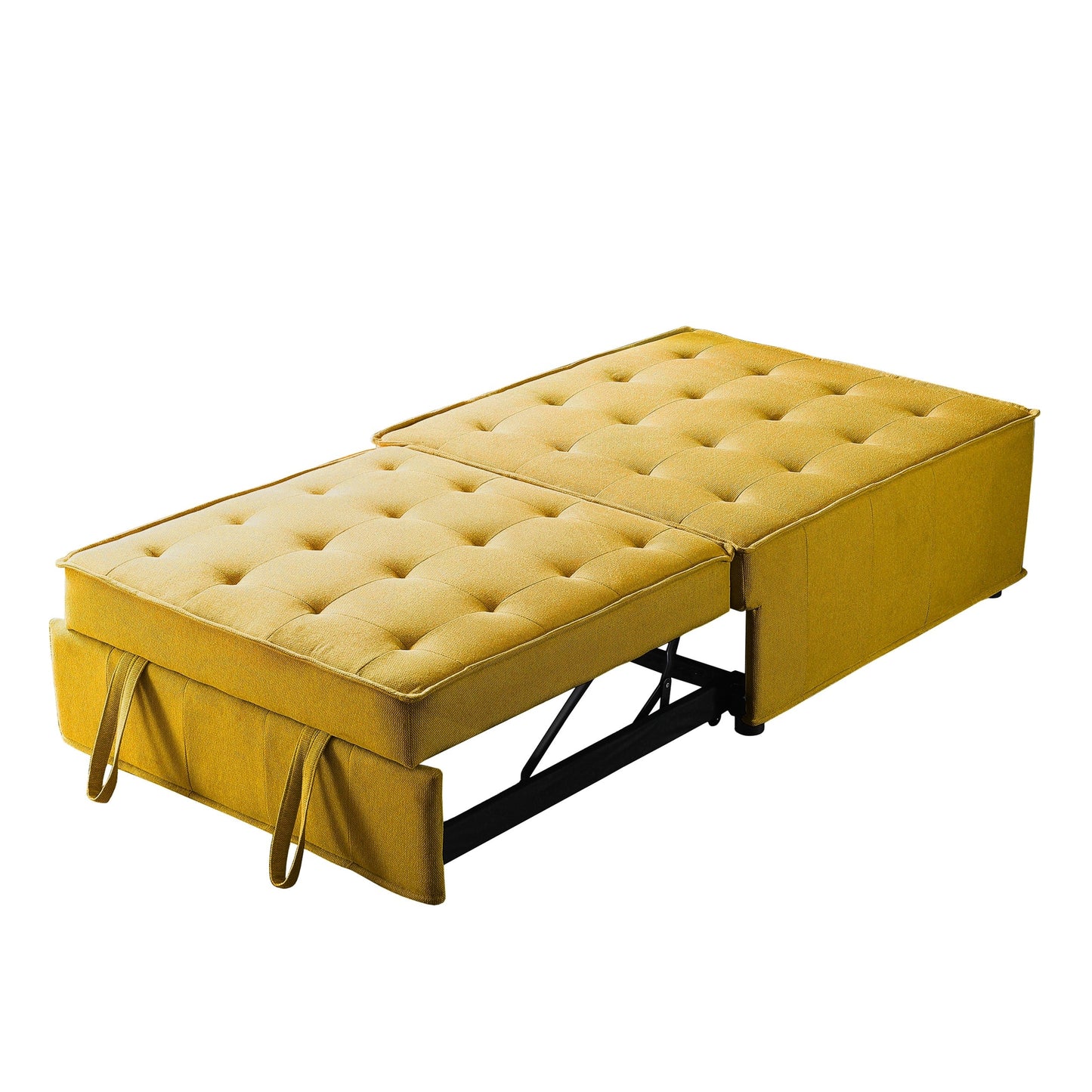 Canapé-lit gigogne simple multifonction jaune 39 pouces avec dossier réglable et oreiller pour salon