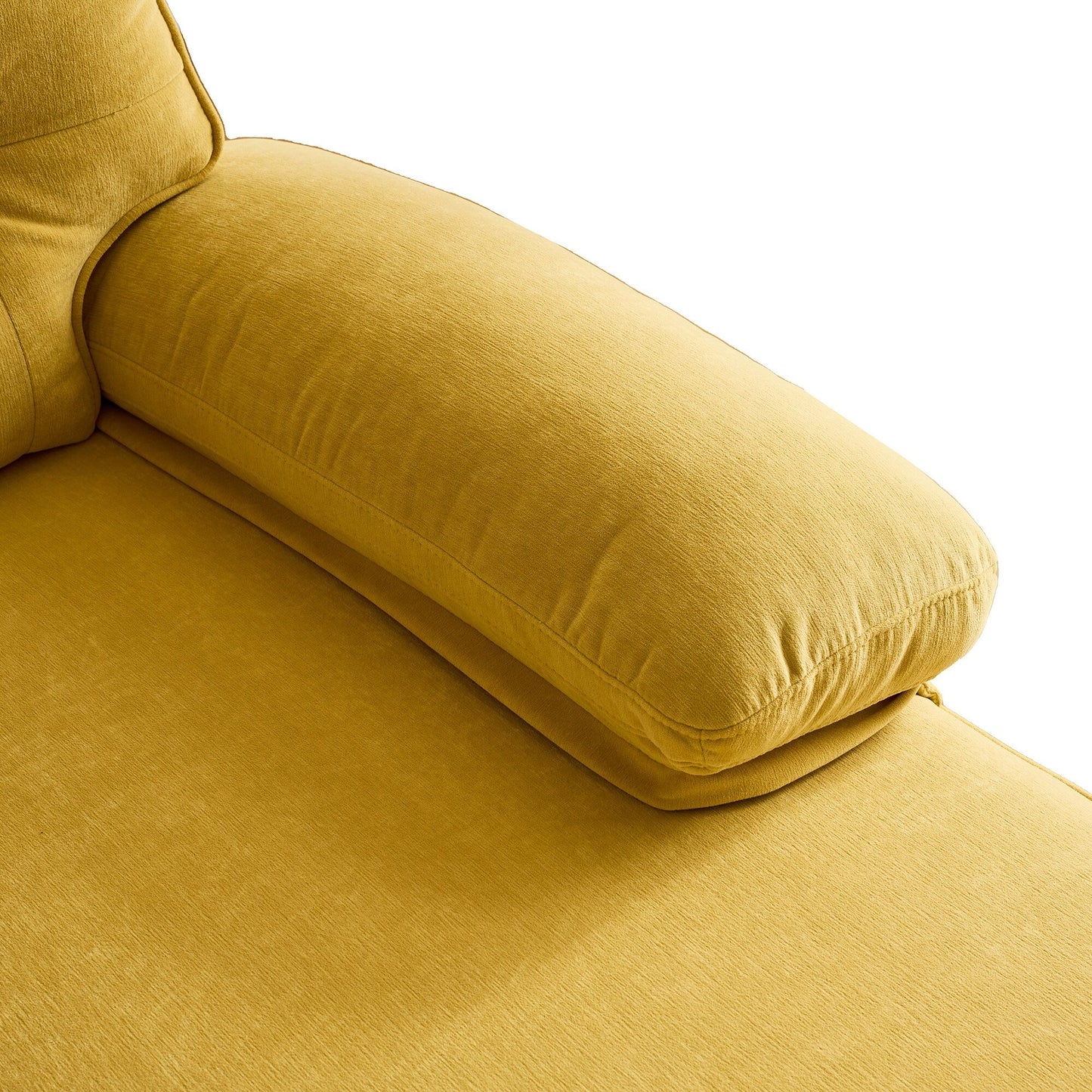 Canapé sectionnel 3 places en velours jaune 83 pouces, avec dossier et accoudoirs amovibles, coussins en mousse souple et pieds en métal