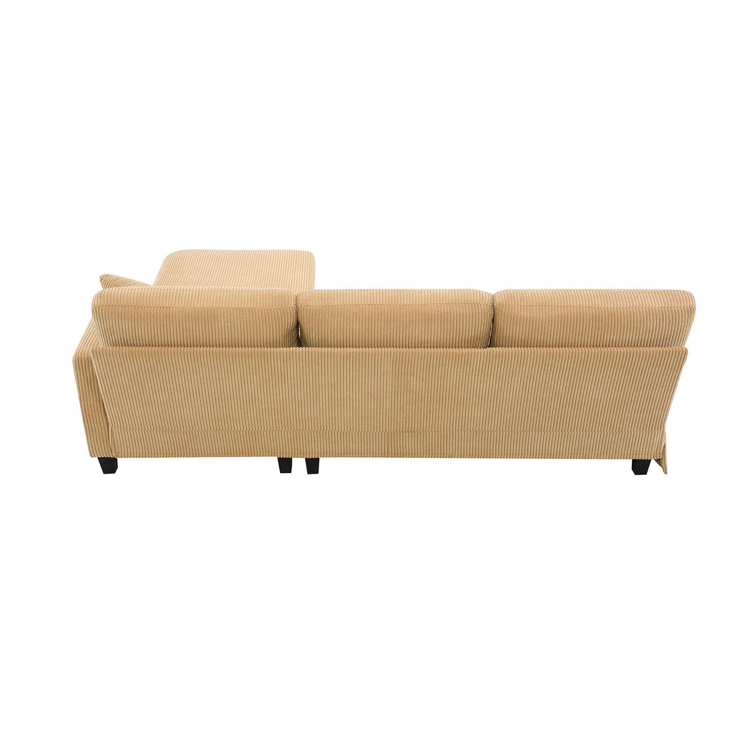 Canapé 3 places en L jaune 87 avec méridienne réversible et 3 coussins, design compact pour le salon