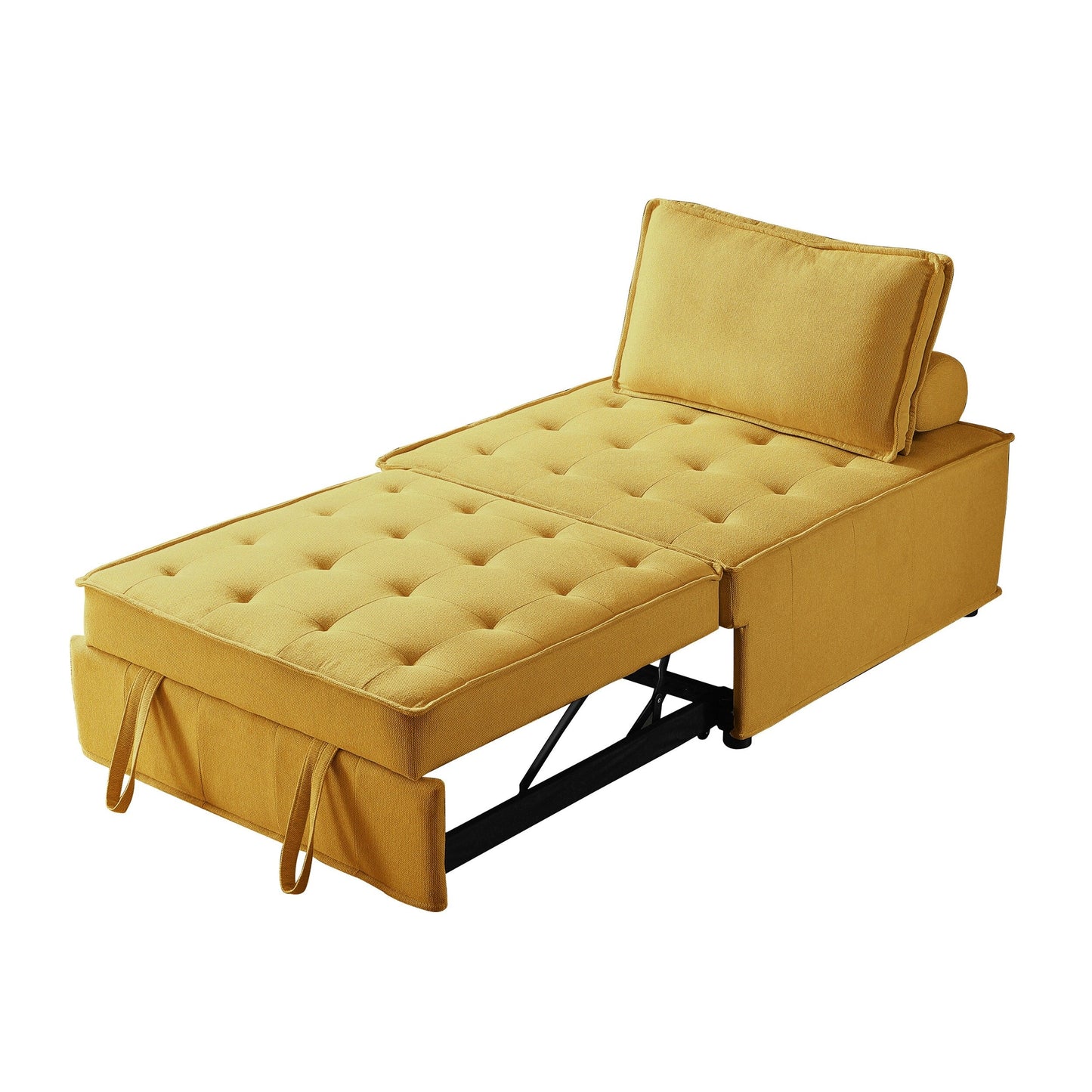Canapé-lit gigogne ottoman jaune avec dossier réglable
