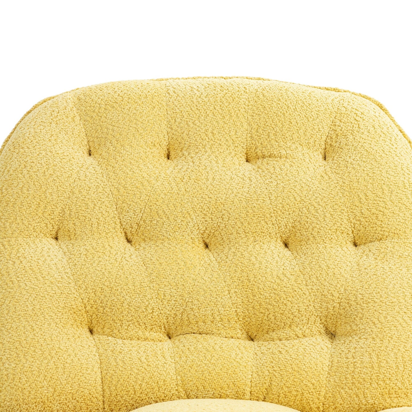 Fauteuil inclinable manuel pivotant à 360°, rembourré en chenille surdimensionnée jaune, avec repose-pieds allongé et dossier capitonné