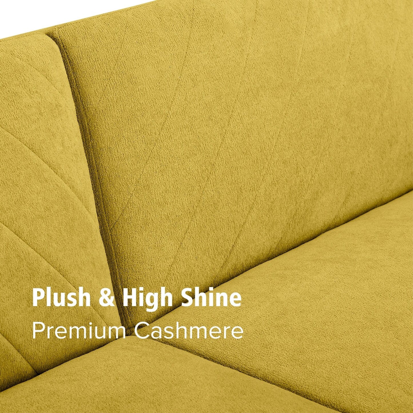 Canapé-lit futon en velours jaune flocon de neige