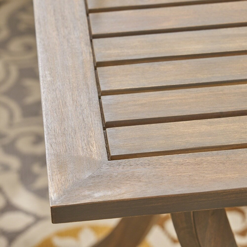 Ensemble de salle à manger d'extérieur carré 5 pièces en bois d'acacia York par Christopher Knight Home