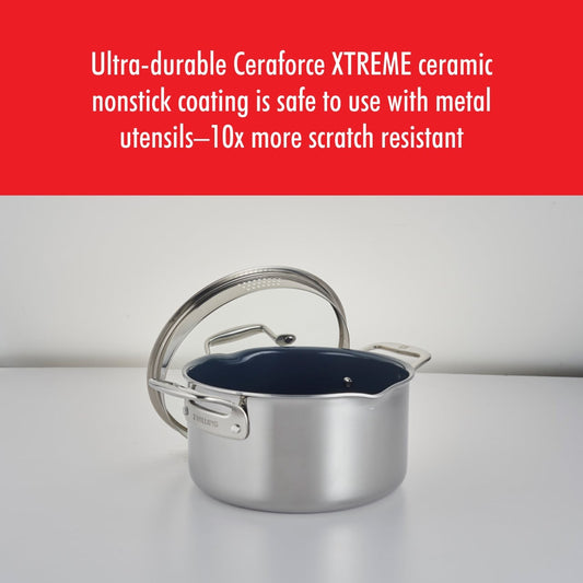 Cocotte hollandaise antiadhésive en acier inoxydable et céramique ZWILLING Clad CFX 6 pintes