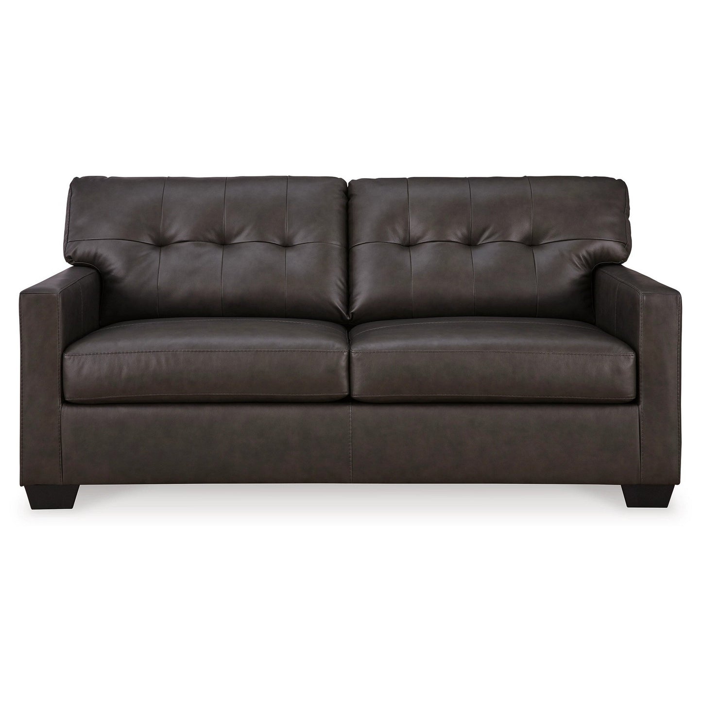 Canapé-lit double Zada, similicuir et cuir véritable marron foncé, 188 cm