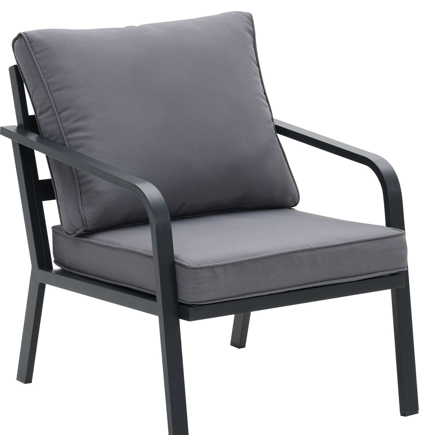 Ensemble de salon de jardin Zenova 2/4 pièces en aluminium avec canapé sectionnel et chaises simples