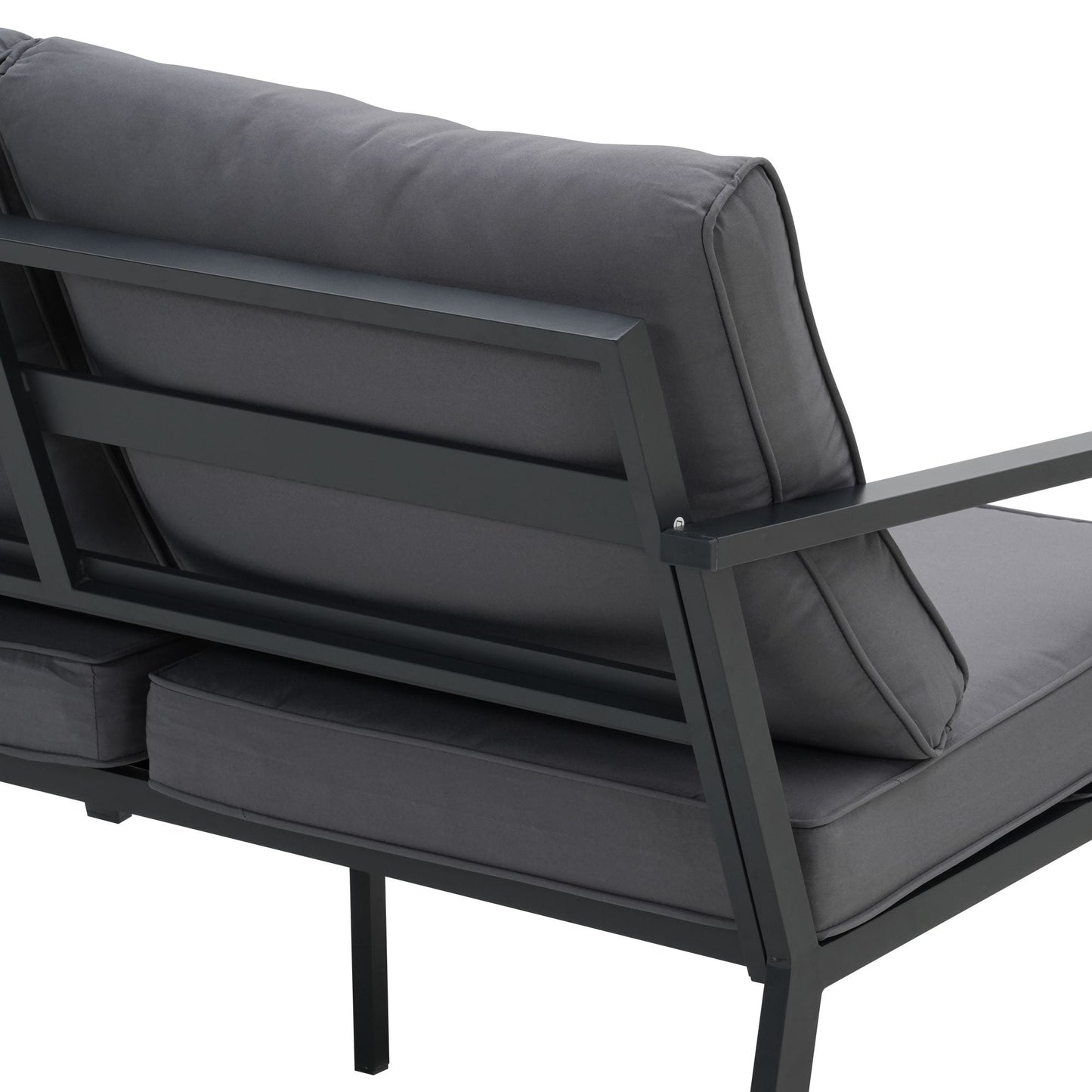 Ensemble de salon de jardin Zenova 2/4 pièces en aluminium avec canapé sectionnel et chaises simples