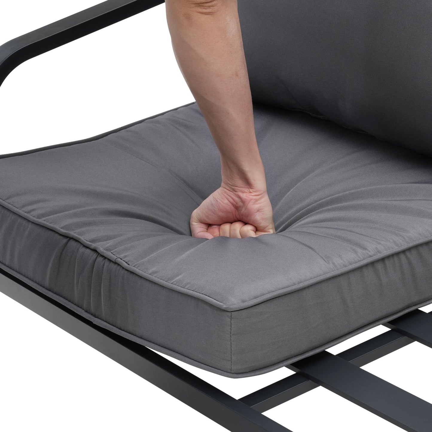 Ensemble de salon de jardin Zenova 2/4 pièces en aluminium avec canapé sectionnel et chaises simples