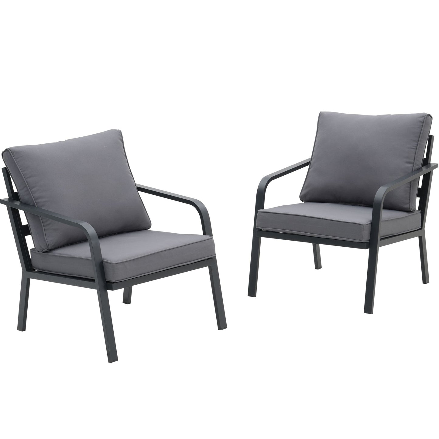 Ensemble de salon de jardin Zenova 2/4 pièces en aluminium avec canapé sectionnel et chaises simples