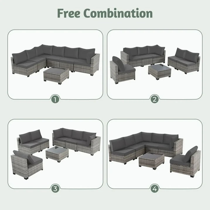 Ensembles de conversation pour patio Zenova, chaises et canapés en rotin et osier, sièges pour meubles de patio