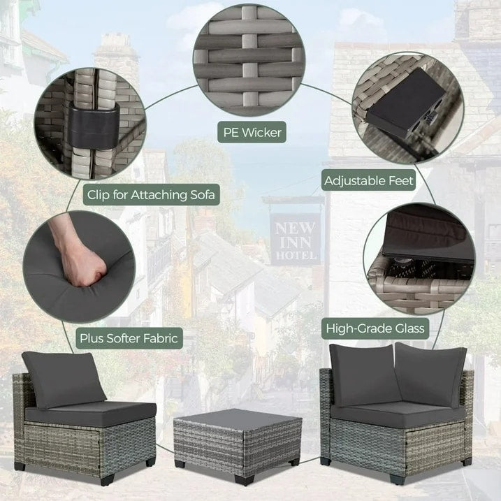 Ensembles de conversation pour patio Zenova, chaises et canapés en rotin et osier, sièges pour meubles de patio