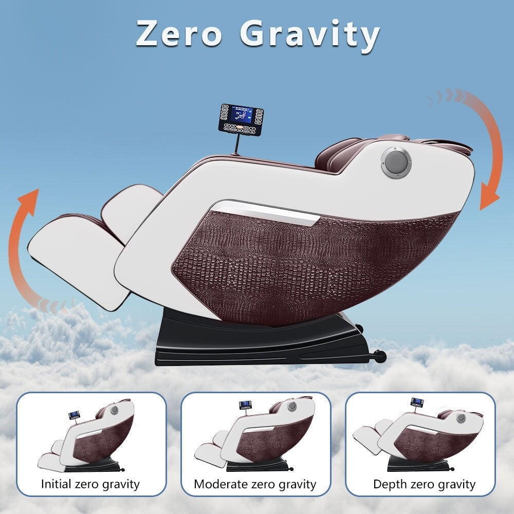 Fauteuil inclinable de massage à gravité zéro avec massage complet du corps, chauffage et audio Bluetooth intégré