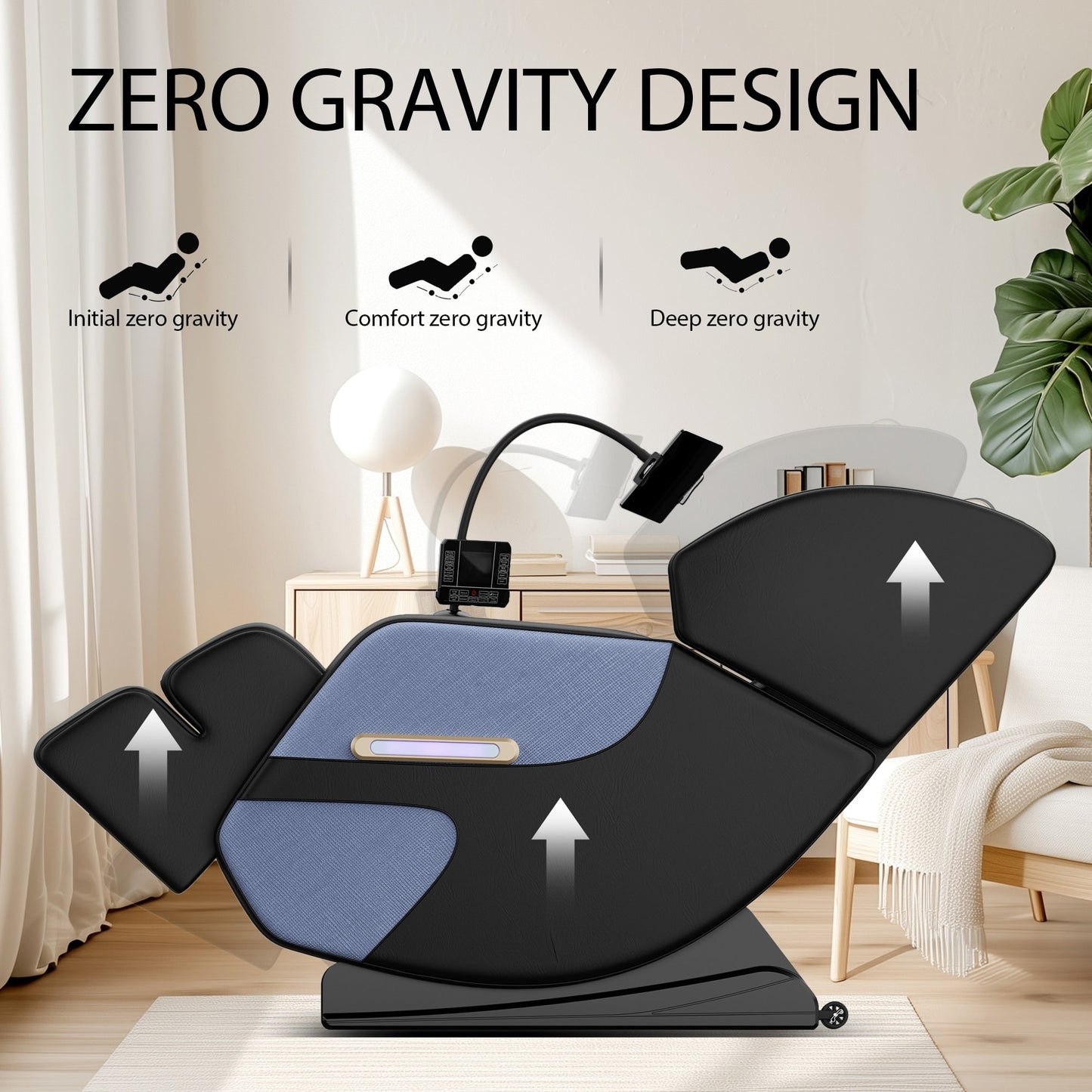 Fauteuil inclinable de massage à gravité zéro avec massage à air, chauffage et haut-parleurs Bluetooth