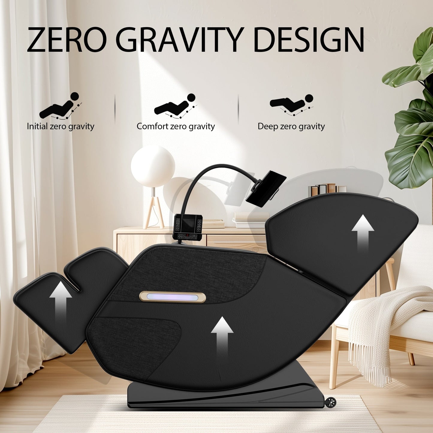 Fauteuil inclinable de massage à gravité zéro avec massage à air, chauffage et haut-parleurs Bluetooth
