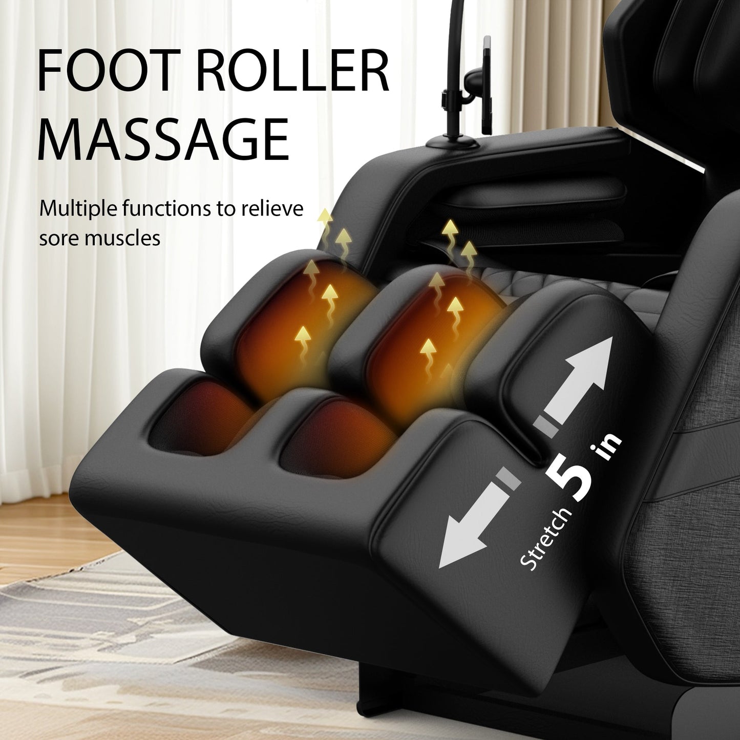 Fauteuil inclinable de massage à gravité zéro avec massage à air, chauffage et haut-parleurs Bluetooth