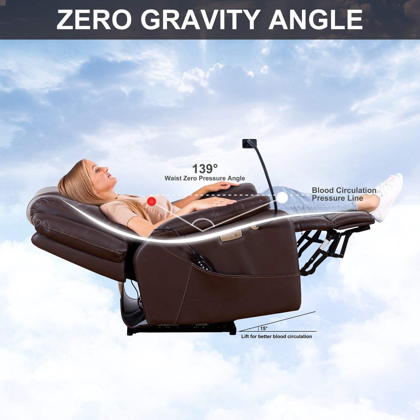 Fauteuil inclinable électrique à gravité zéro avec un degré d'inclinaison confortable