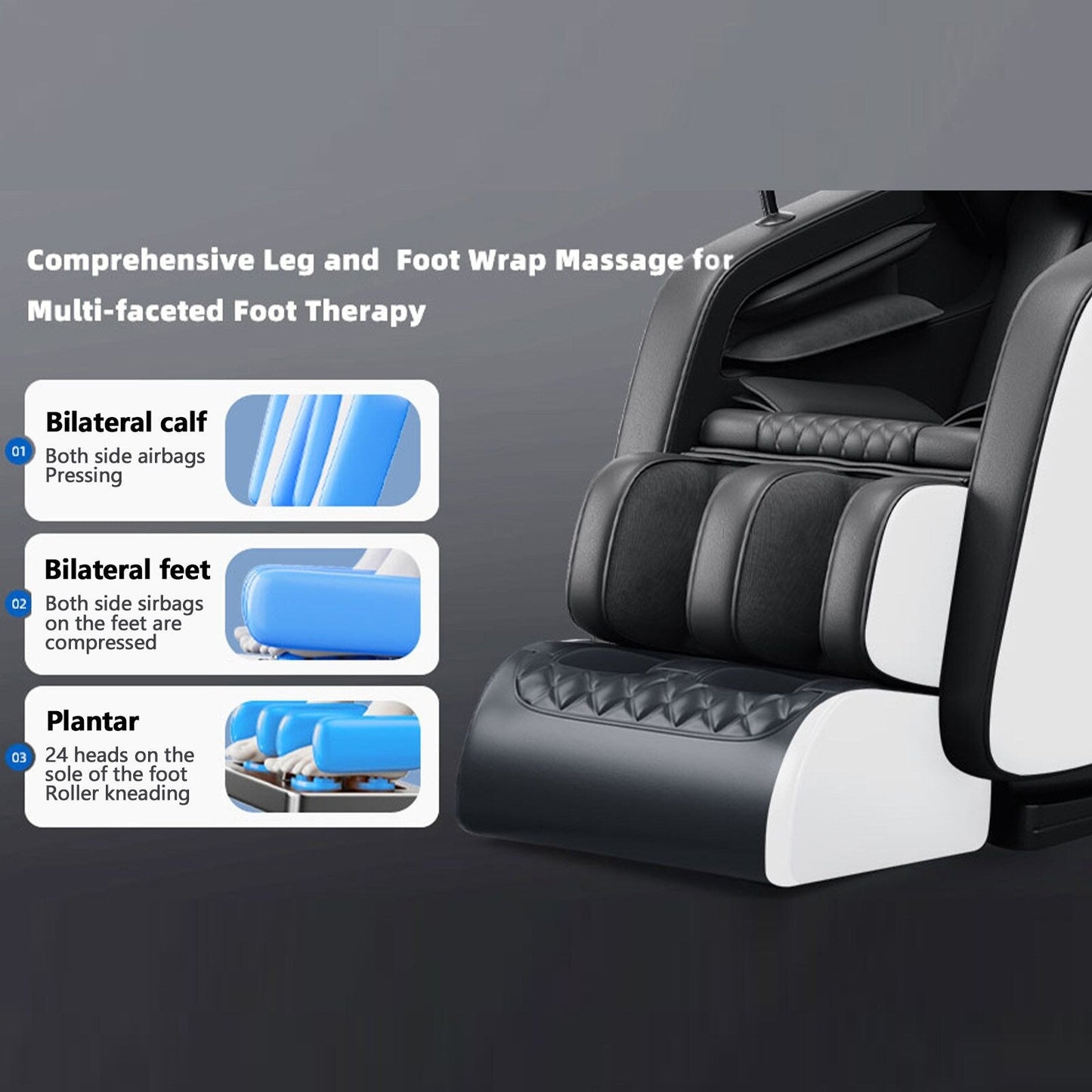 Fauteuil inclinable de massage à gravité zéro avec audio Bluetooth