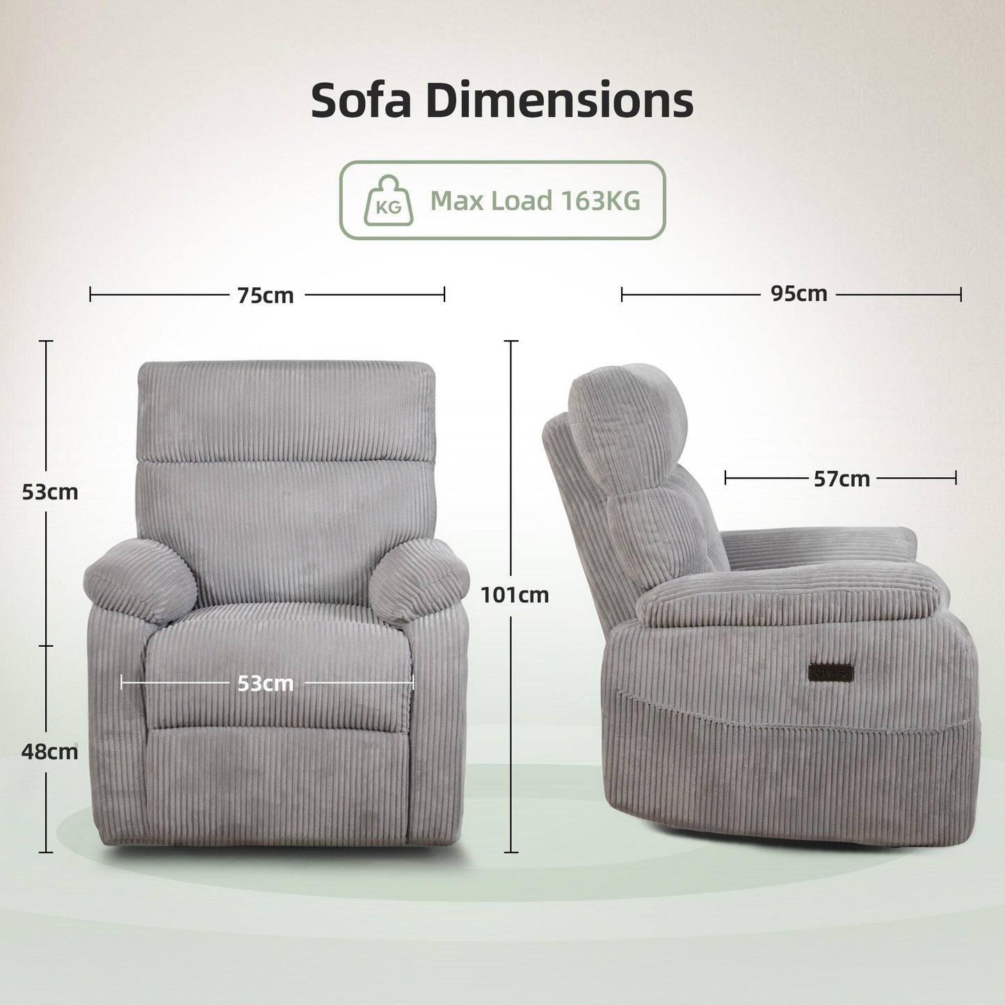 Fauteuil inclinable électrique Zero Gravity avec port USB et design ergonomique