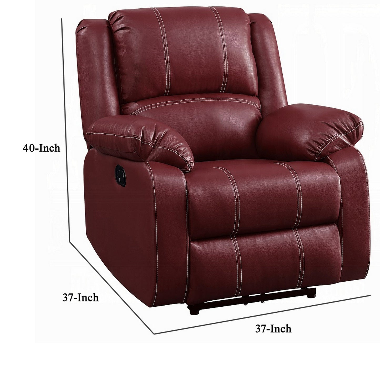 Fauteuil inclinable à bascule manuel Zuru Motion, similicuir rouge foncé moelleux