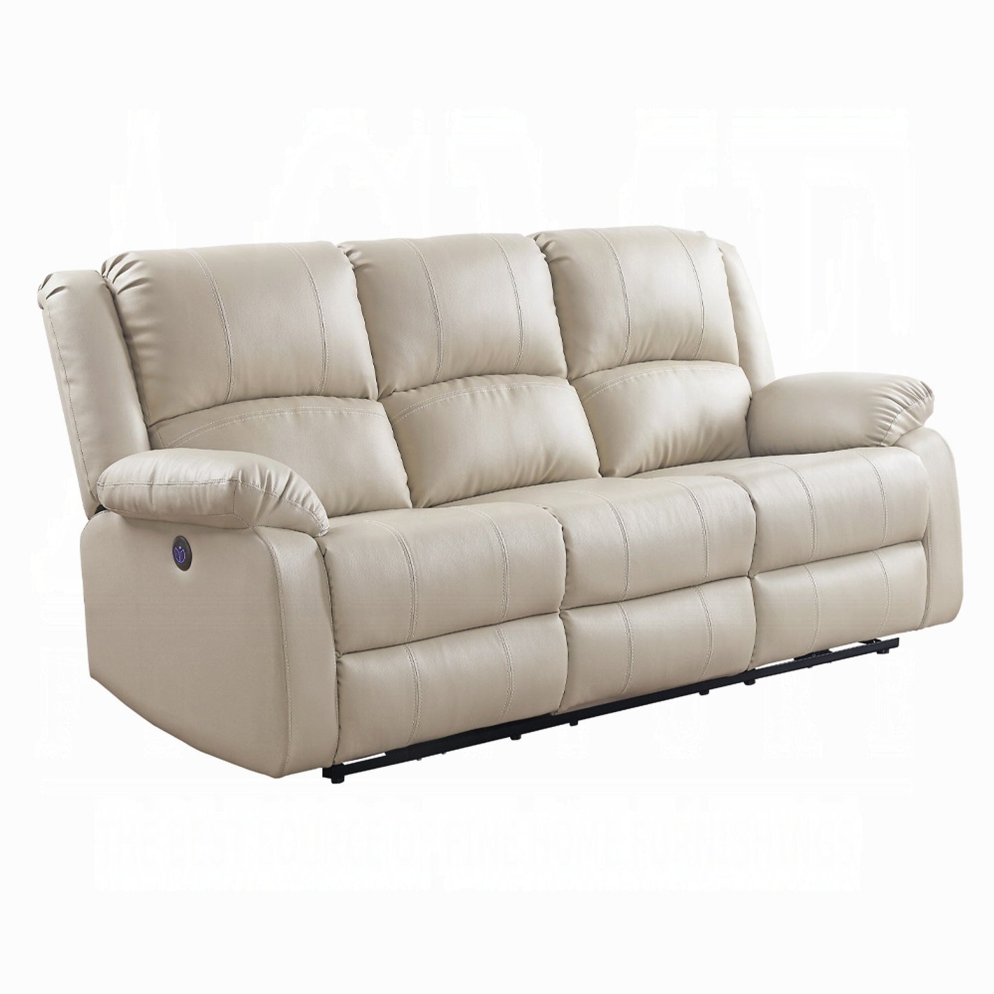 Canapé inclinable électrique Zuru, 198 cm, accoudoirs rembourrés, similicuir beige