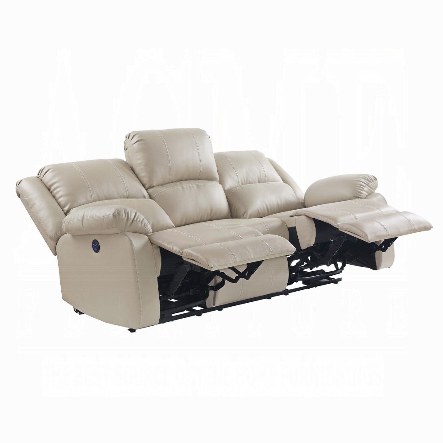 Canapé inclinable électrique Zuru, 198 cm, accoudoirs rembourrés, similicuir beige