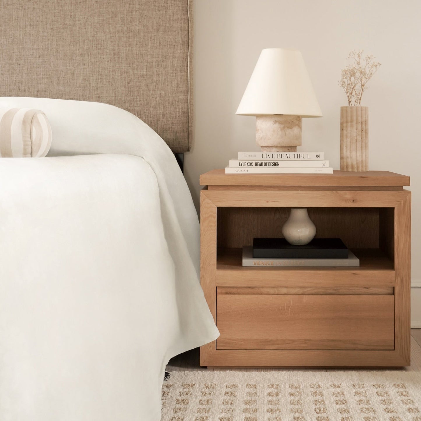 Table de chevet Sofita en bois - Chêne blanc