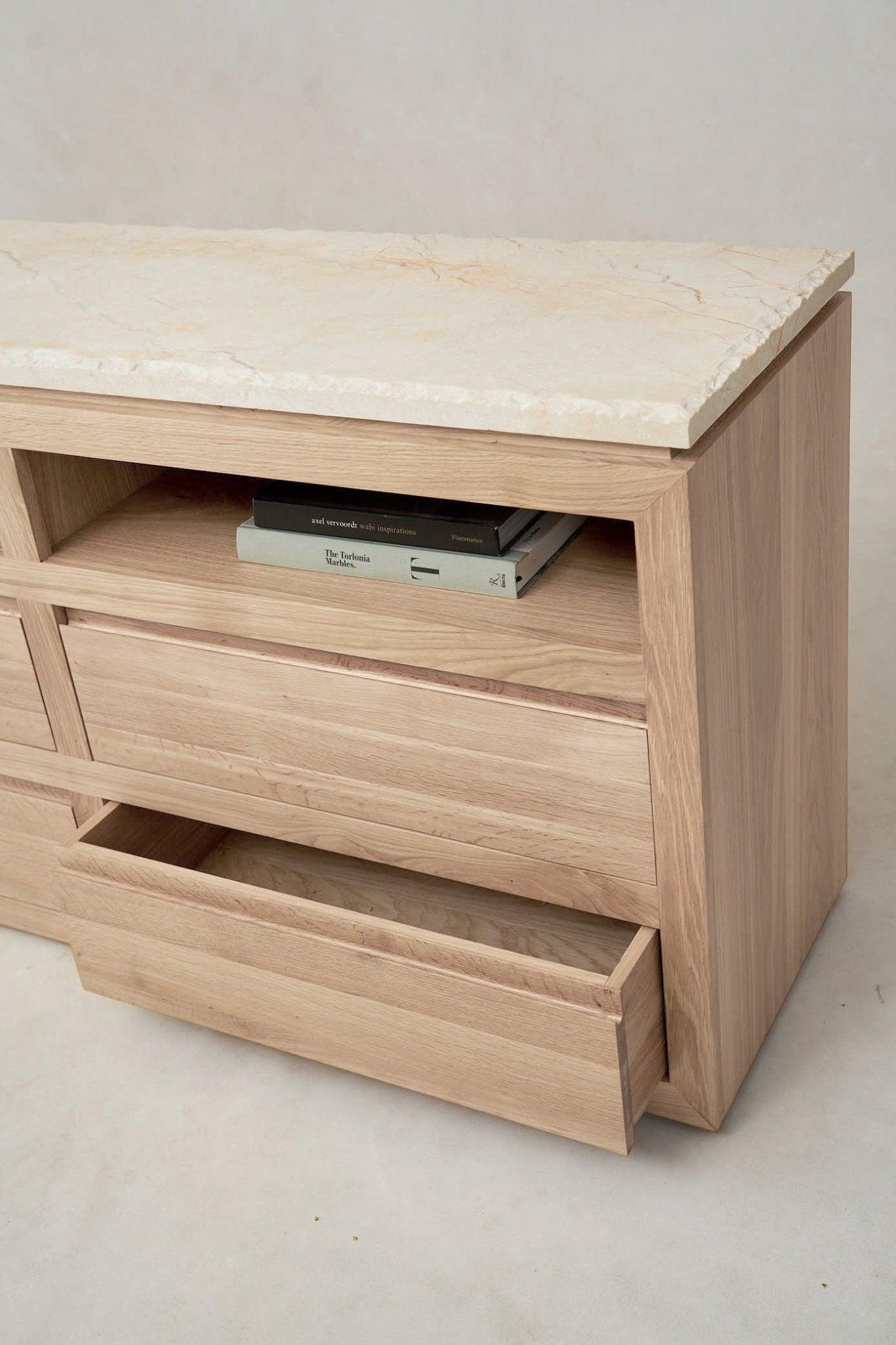 Commode en marbre Sofita - Chêne blanc