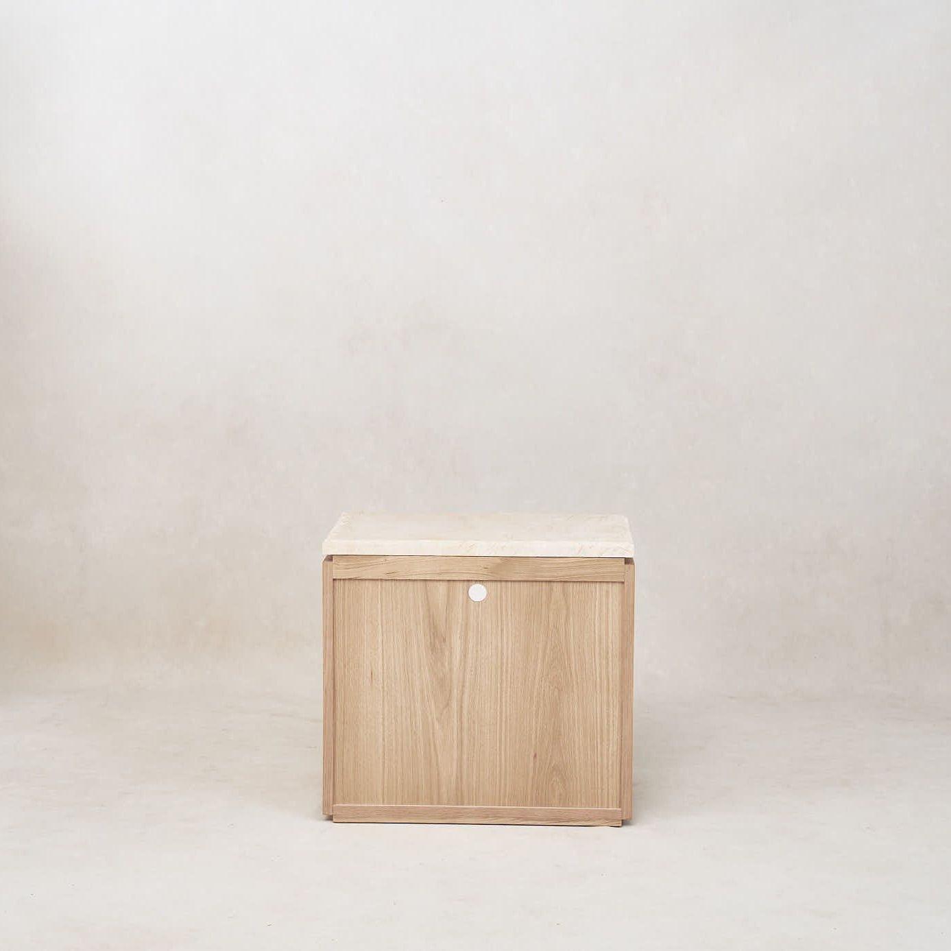 Table de chevet en marbre Sofita - Chêne blanc