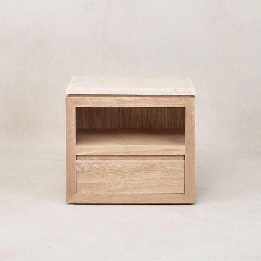 Table de chevet en marbre Sofita - Chêne blanc