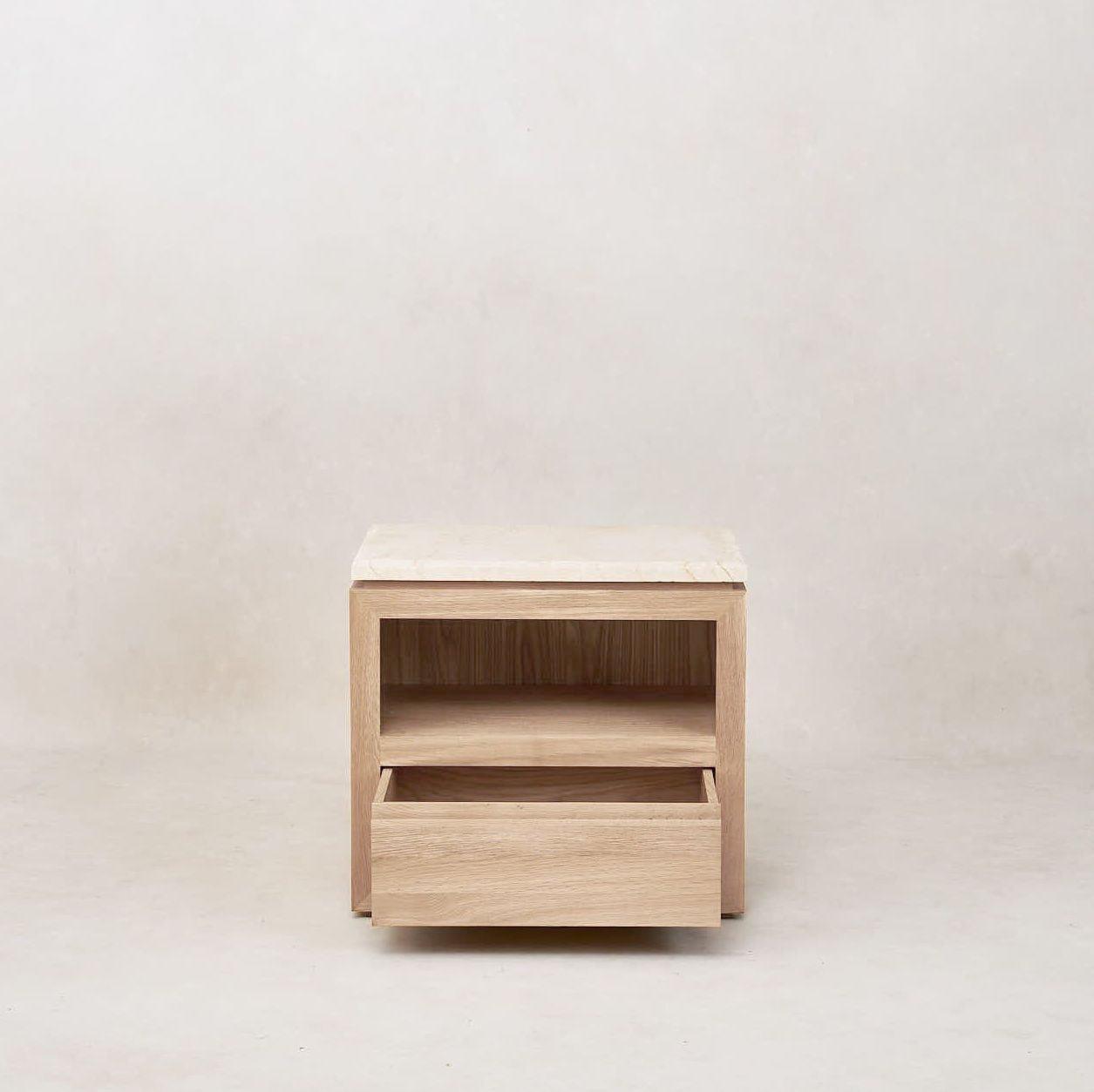 Table de chevet en marbre Sofita - Chêne blanc