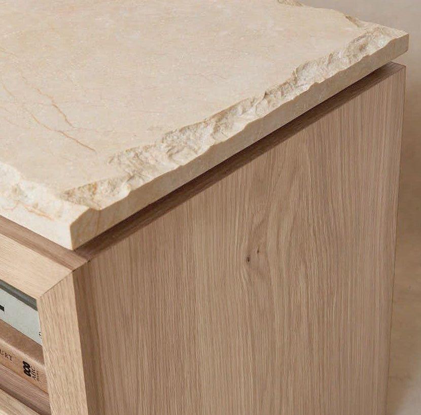 Table de chevet en marbre Sofita - Chêne blanc