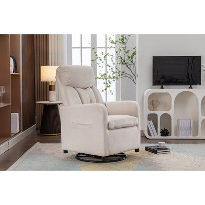 022-Fauteuil à bascule pivotant en lin avec poche