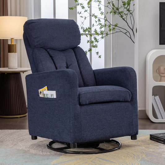 022-Fauteuil à bascule pivotant en lin avec poche