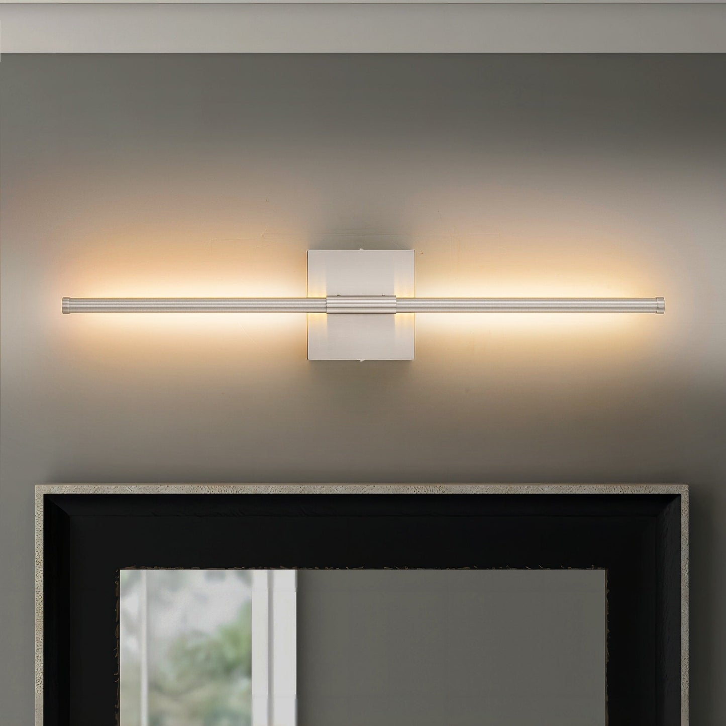 Applique murale linéaire moderne à 1 ampoule, noire, dorée et nickel, à LED, à intensité variable, pour salle de bain