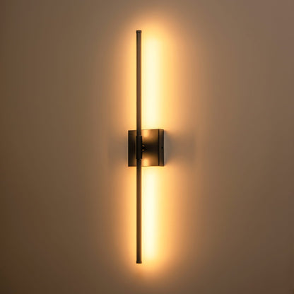 Applique murale linéaire moderne à 1 ampoule, noire, dorée et nickel, à LED, à intensité variable, pour salle de bain