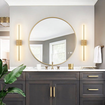 Applique murale linéaire moderne à 1 ampoule, noire, dorée et nickel, à LED, à intensité variable, pour salle de bain