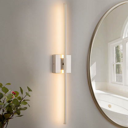 Applique murale linéaire moderne à 1 ampoule, noire, dorée et nickel, à LED, à intensité variable, pour salle de bain