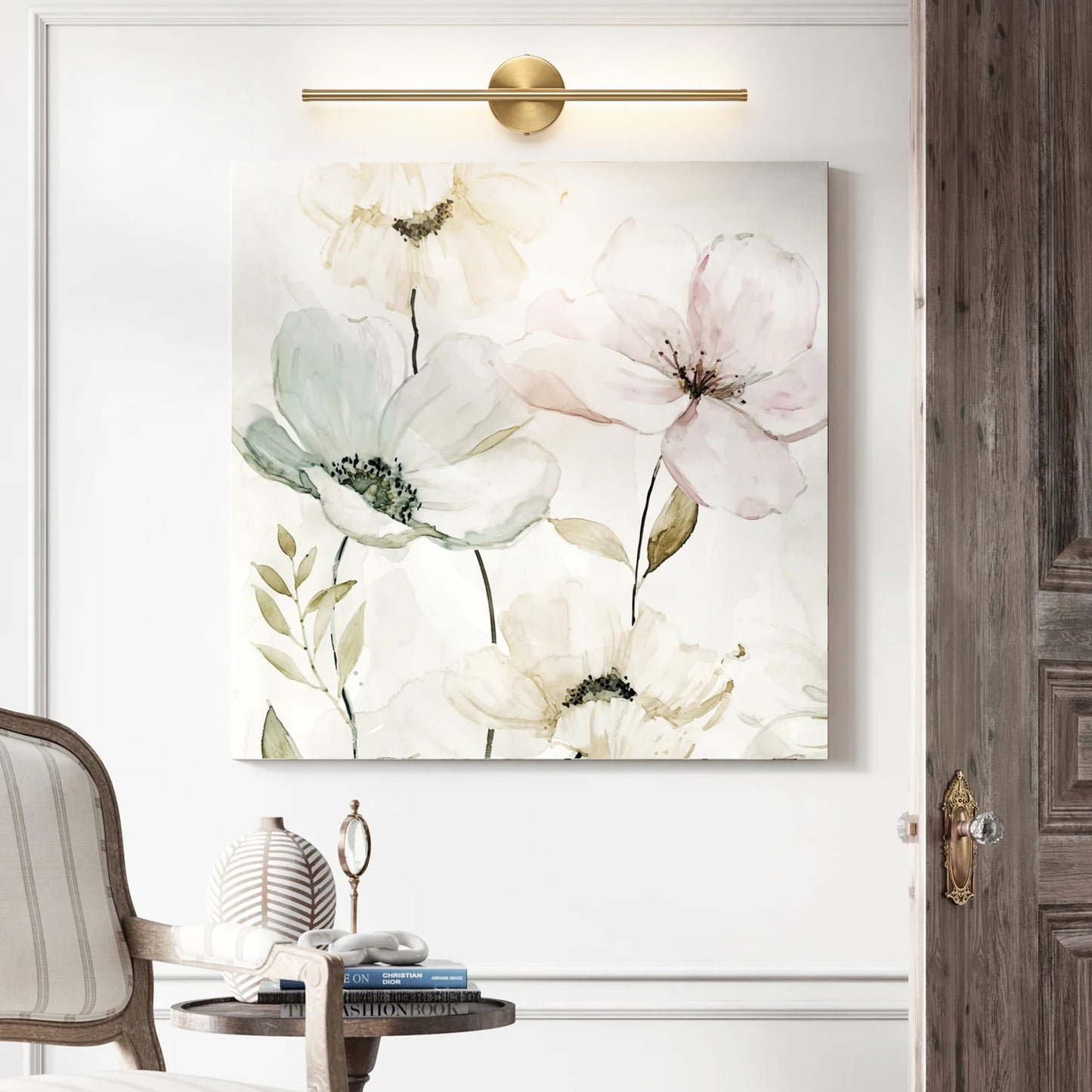 Applique murale linéaire moderne à 1 ampoule, noire, dorée et nickel, à LED, à intensité variable, pour salle de bain