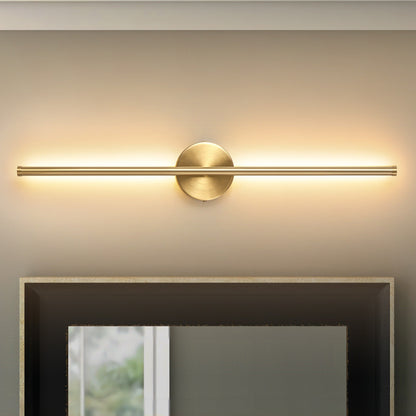 Applique murale linéaire moderne à 1 ampoule, noire, dorée et nickel, à LED, à intensité variable, pour salle de bain