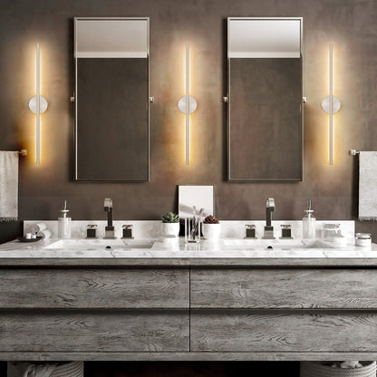 Applique murale linéaire moderne à 1 ampoule, noire, dorée et nickel, à LED, à intensité variable, pour salle de bain