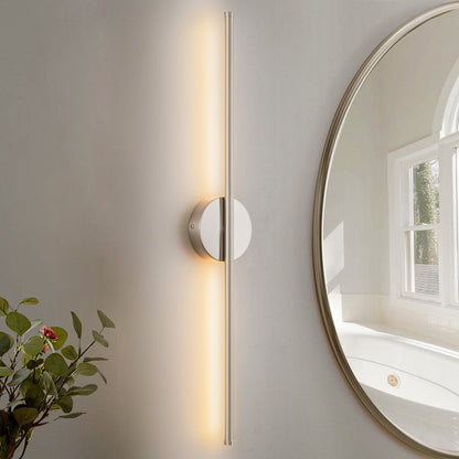 Applique murale linéaire moderne à 1 ampoule, noire, dorée et nickel, à LED, à intensité variable, pour salle de bain